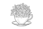 Floral Teacup Line Art Bundle, an Illustration by Gfx_Store (Thumbnail 39 of 51)