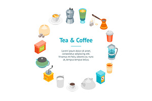 Tea And Coffee Set 3d Isometric