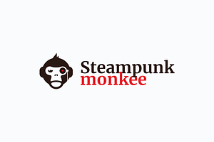 Steampunk monkee logo template