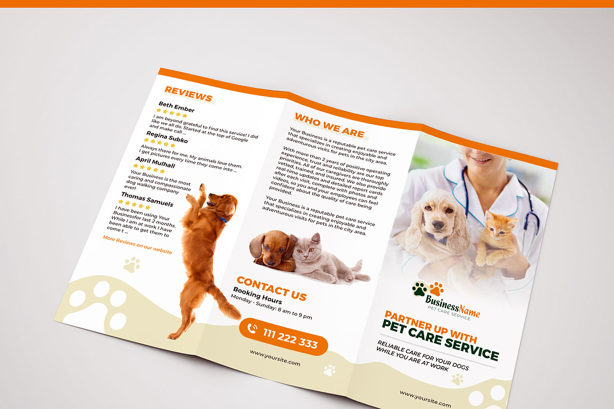 Pet Care Trifold Brochure Design, a Brochure Template by NasirGrfx (Photo 3 of 3)