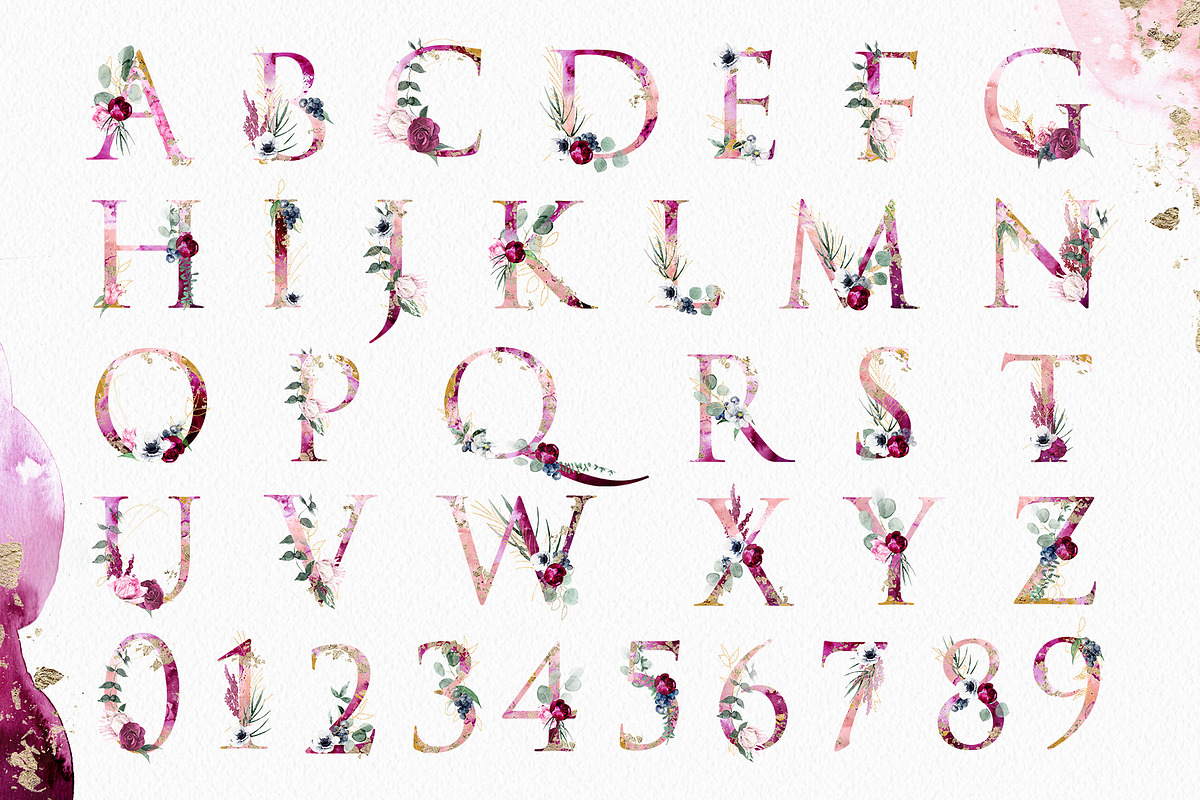 Winter Floral Alphabet Letter, a Decorative Illustration by Cacacolors Clipart (Photo 2 of 6)