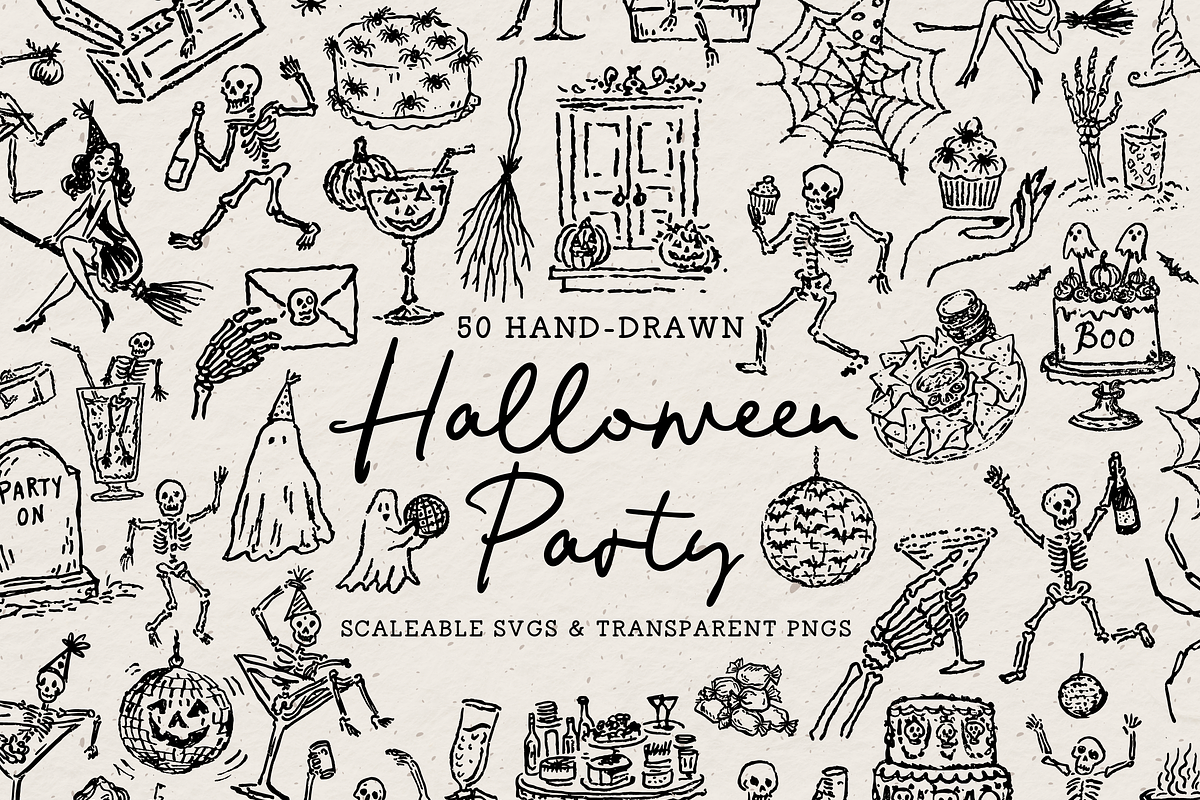 Halloween Party Clipart, Spooky, a Seasonal Illustration by The October Creative (Photo 1 of 6)