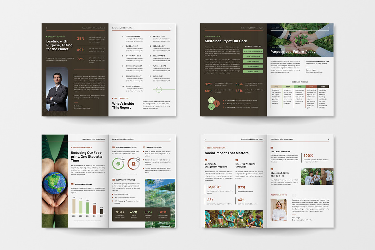 Sustainability & ESG Annual Report, a Brochure Template by twinstd (Photo 4 of 6)