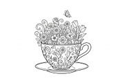Floral Teacup Line Art Bundle, an Illustration by Gfx_Store (Thumbnail 9 of 51)