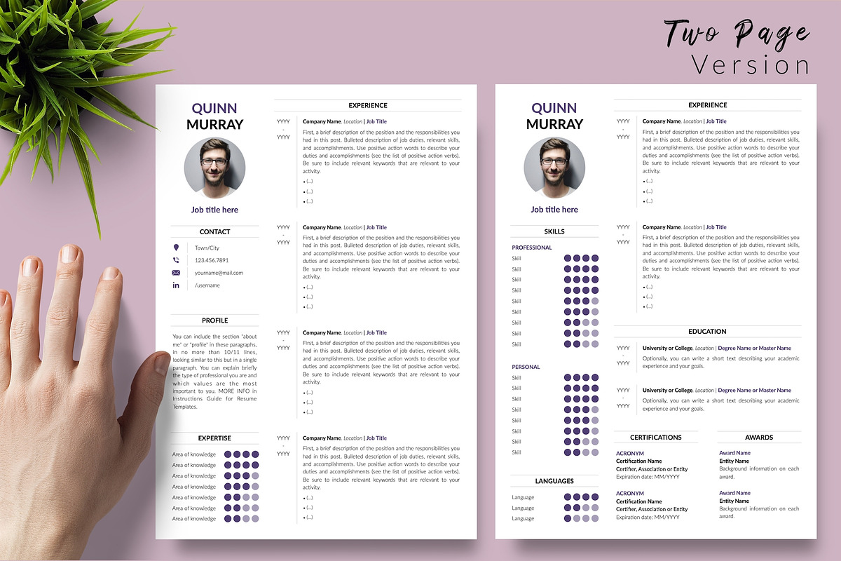 Modern Resume Template / CV - Quinn, a Resume Template by Templates Design Co. (Photo 3 of 17)