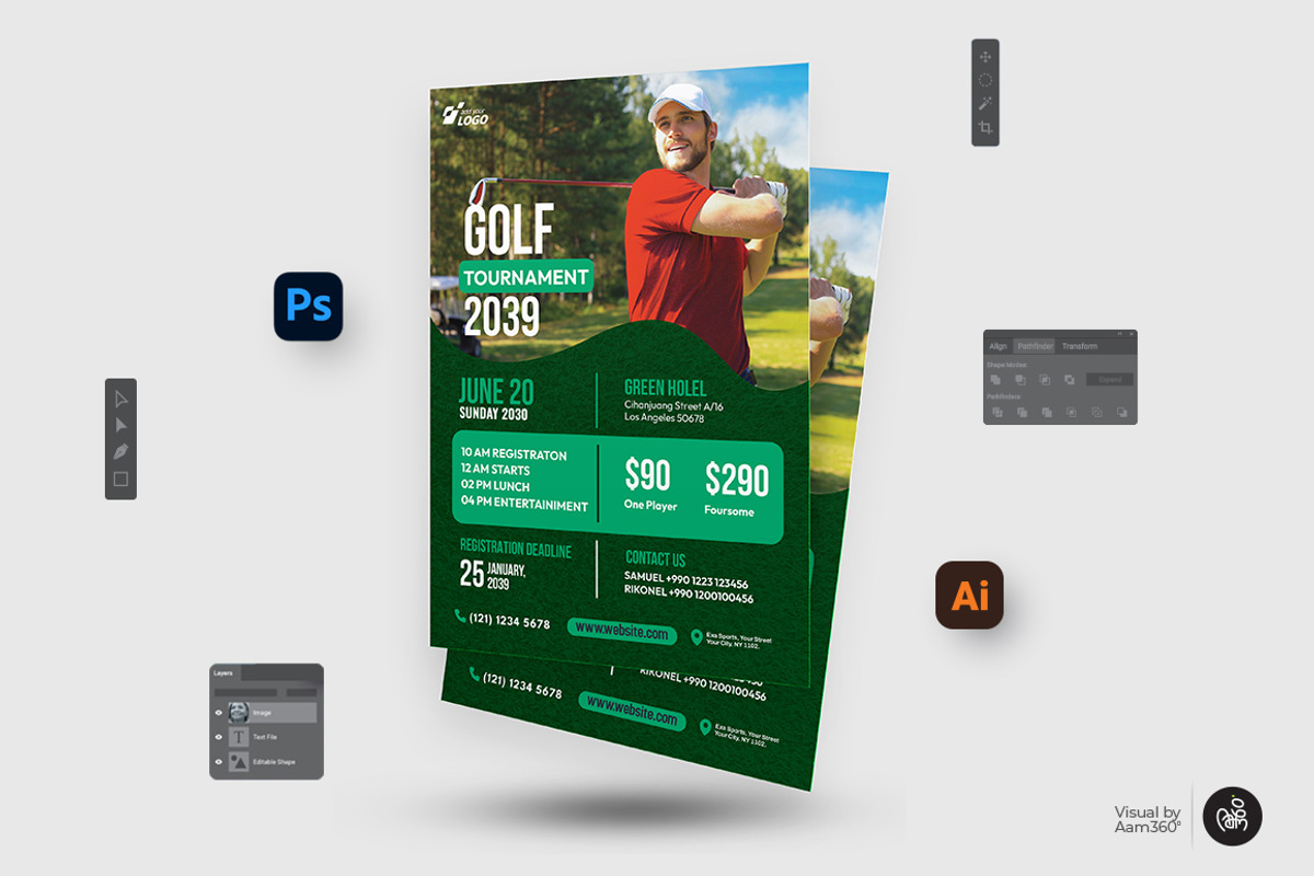 Golf Tournament Flyer Template, a Flyer Template by Aam360 (Photo 2 of 3)