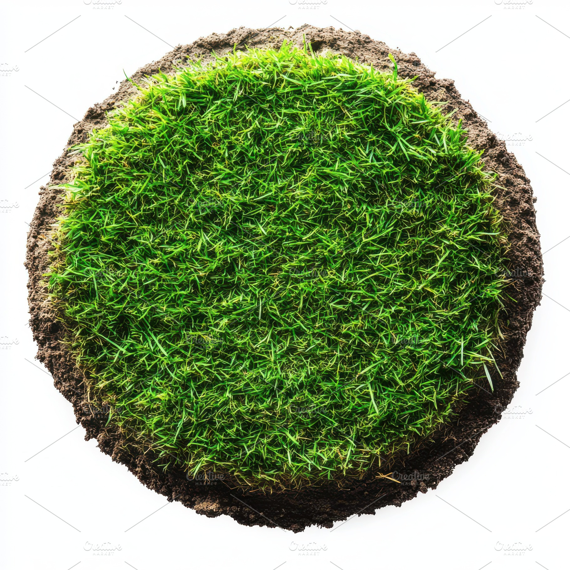 Grass green circle land ground floor, an Abstract Photo by Pixeness Studio