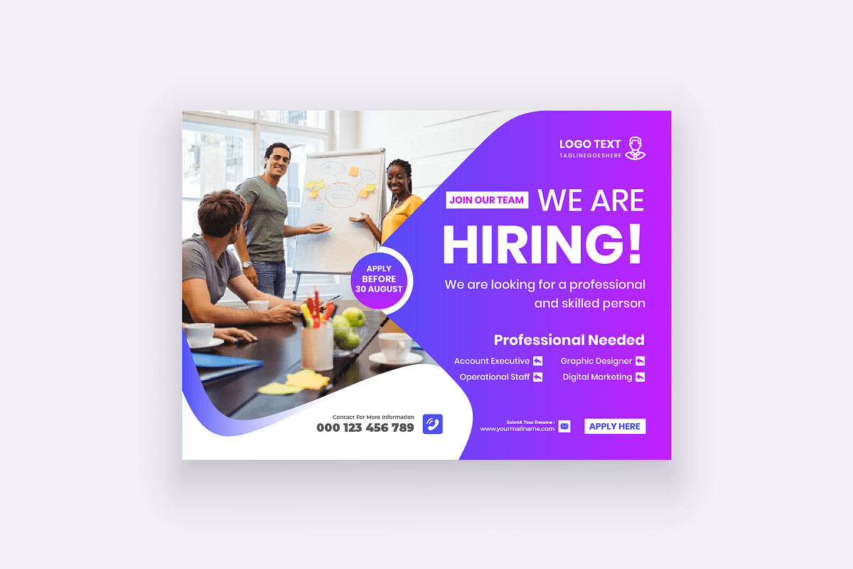 We Are Hiring Horizontal Flyer, a Flyer Template by Mk_Studio (Photo 3 of 3)