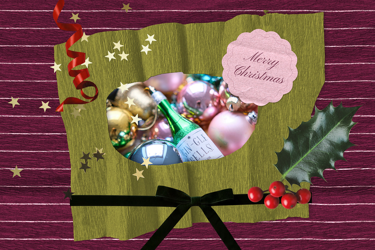 Crepe Paper Christmas Collage Kit, an Object Graphic by Anzhelika (Photo 7 of 11)