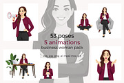 Business Woman Character Pack, a Person Illustration by Volha Hlinskaya (Thumbnail 1 of 11)