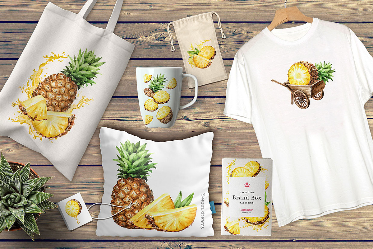 Tropical Pineapple. Hand painted, a Food Illustration by Daria Ustiugova (Photo 28 of 28)