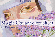 Magic Gouache Brushes for Procreate, a Brush Add-On by BooStudio (Thumbnail 1 of 9)