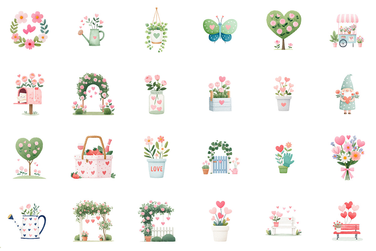 Valentine Clipart Romance Garden Png, an Illustration by Sublimation Artist (Photo 2 of 6)