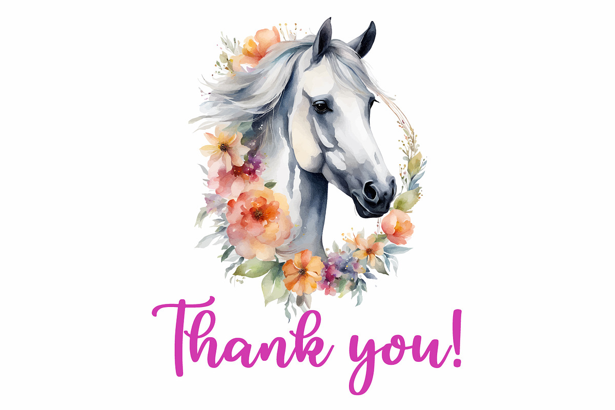 Horse with Flowers, an Animal Illustration by Michiru13 (Photo 3 of 3)