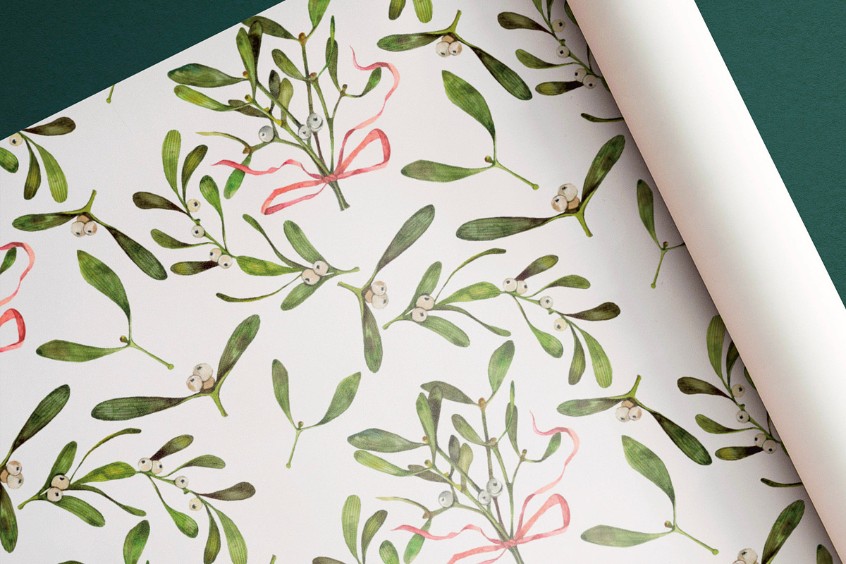 Mistletoe watercolor clipart, an Illustration by Artcard Watercolor (Photo 4 of 7)