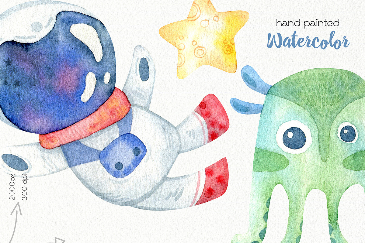 Watercolor Space Clipart, an Illustration by OllyKo Art (Photo 5 of 5)