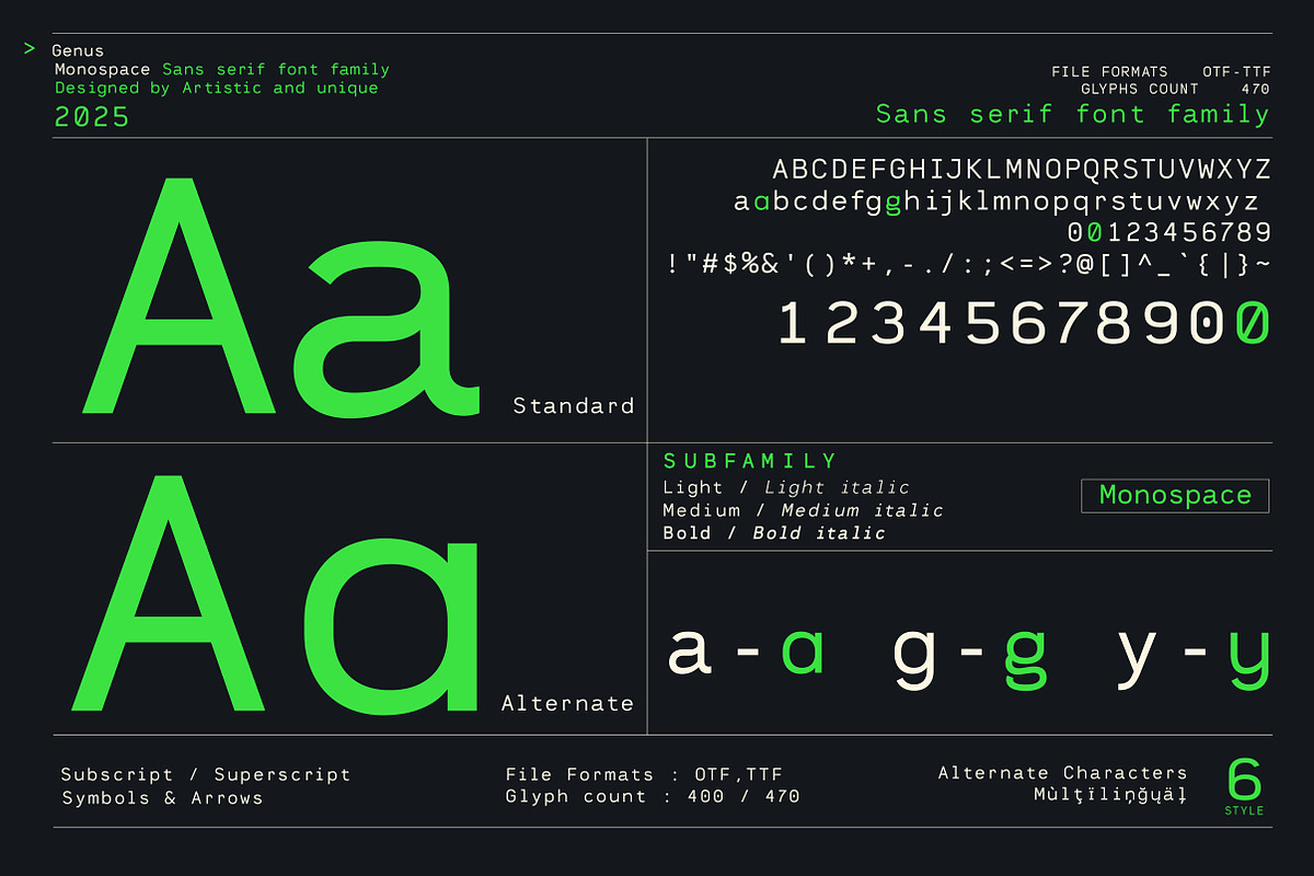 Genus - Monospace Sans Serif Font, a Sans Serif Font by Artistic & Unique (Photo 3 of 15)