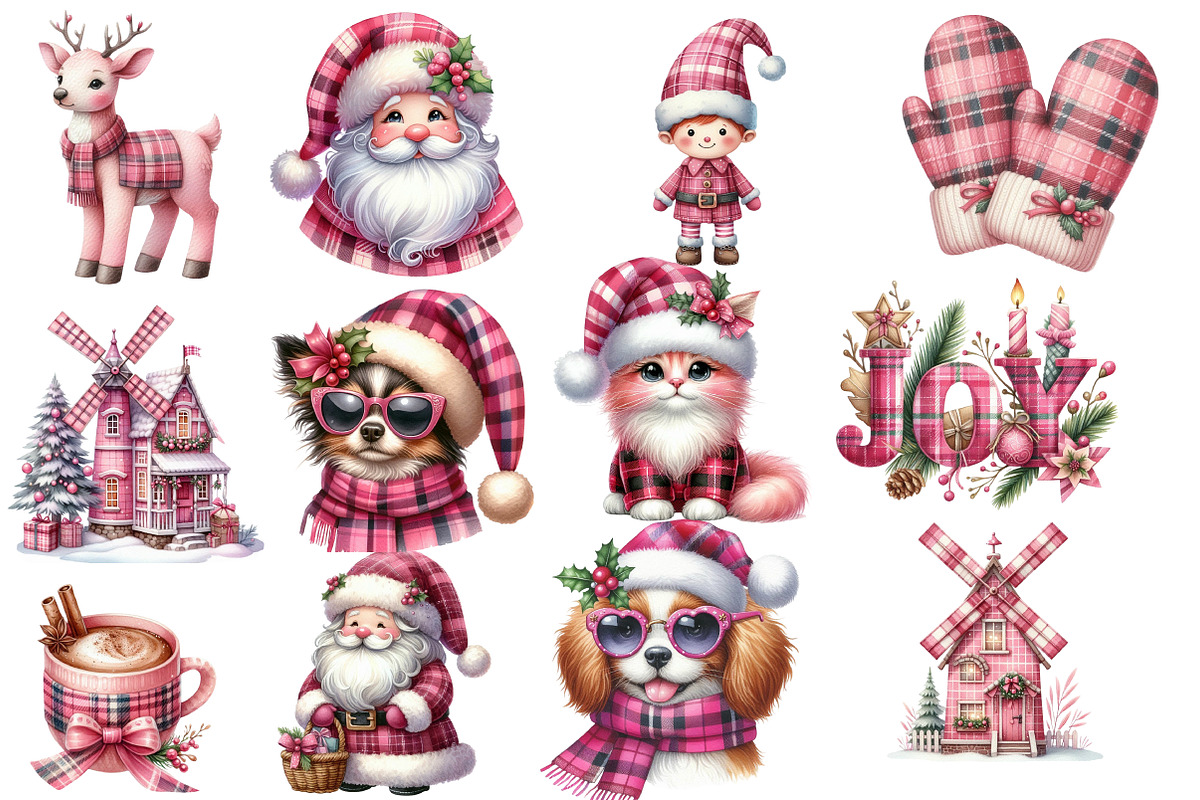 Pink Plaid Christmas Sublimation, an Illustration by Designworld (Photo 3 of 5)