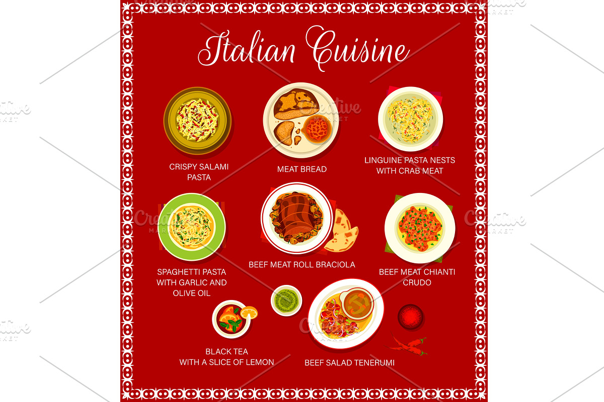 Italian cuisine menu page, a Food Illustration by Vector Tradition (Photo 1 of 3)