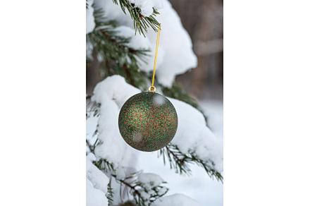 Hanging green glitter Christmas ball, a Holiday Photo by Beautiful things