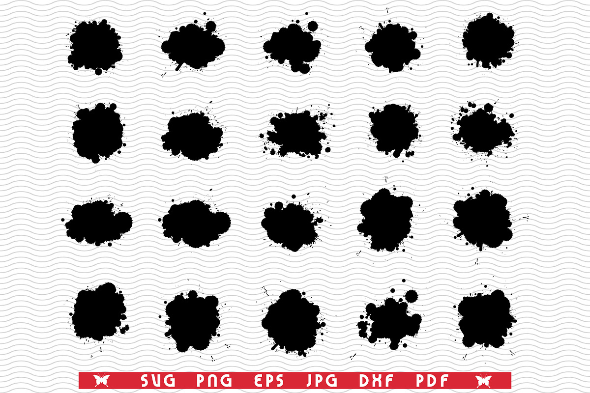 SVG Ink Stains, Black silhouettes, a Background Graphic by DesignStudioRM (Photo 1 of 3)