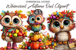 Whimsical Enjoy Autumn Owl Clipart, a Seasonal Illustration by designcity5
