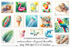 Summer Postage Stamp, an Illustration by Designking