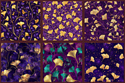 Purple and Gold Ginkgo Digital Paper, a Pattern Graphic by designcity5 (Thumbnail 5 of 5)
