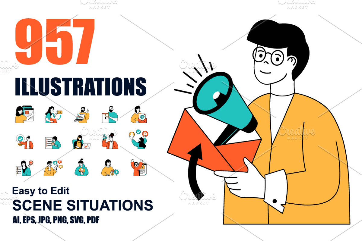 Bundle Flat Concept Illustrations, a Finance Illustration by alexdndz (Photo 1 of 16)
