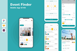 Event Finder Mobile App UI Kit, an UI Kit Template by uicube