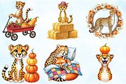 Watercolor Autumn Cheetah Clipart, an Illustration by Craft Nest (Thumbnail 5 of 9)