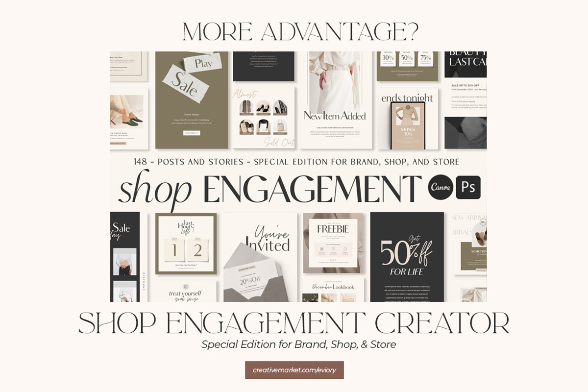 Instagram Puzzle e-Course PS CANVA, a Social Media Template by Eviory