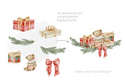 Christmas vintage watercolor clipart, an Illustration by Alisles (Thumbnail 10 of 12)