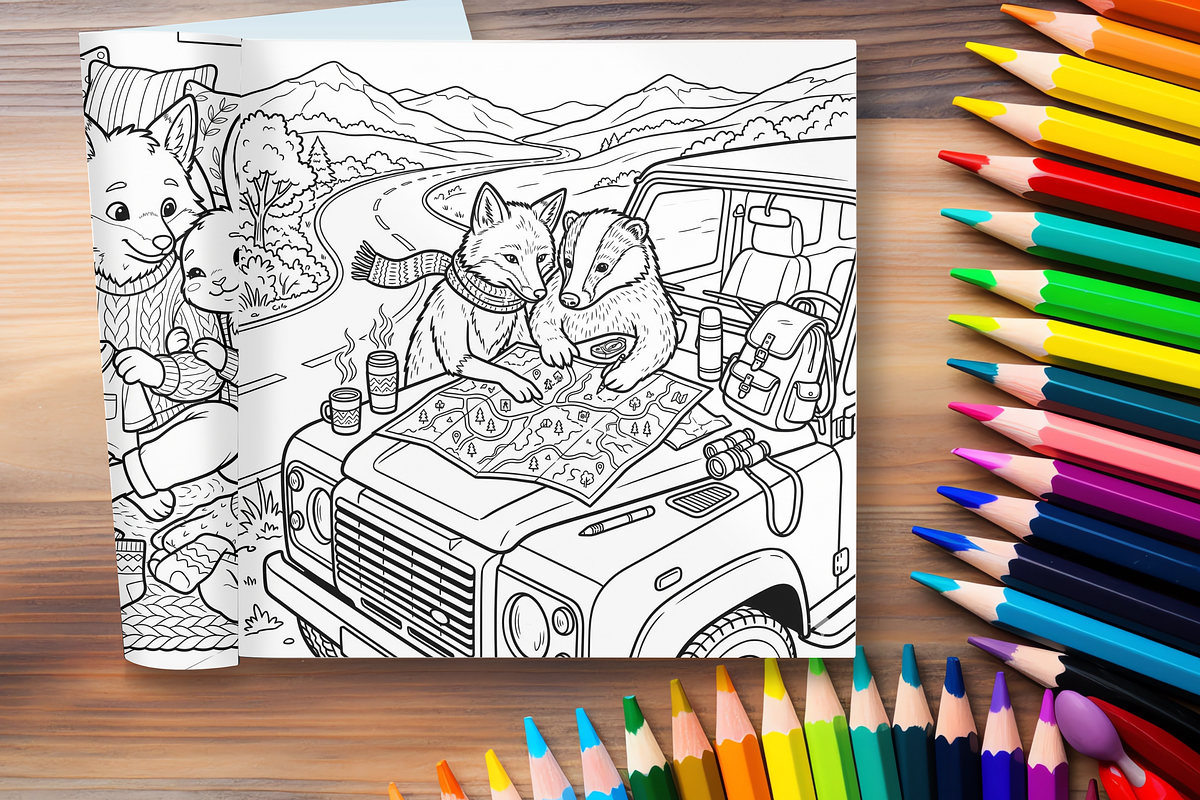 Cozy Animal Couple Coloring Pages, a Brochure Template by LA Design (Photo 10 of 10)