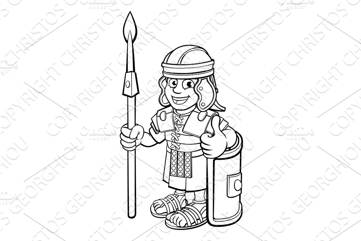 Roman Soldier Cartoon Character, an Education Illustration by Christos Georghiou
