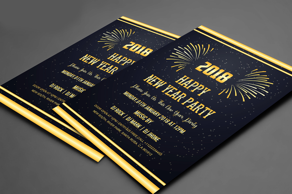 Happy New Year 2018 Invitations, a Card Template by Madhabi Studio (Photo 4 of 5)