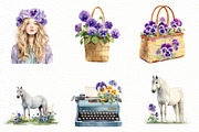 Watercolor Floral Pansies Clipart, an Illustration by Designworld (Thumbnail 3 of 6)