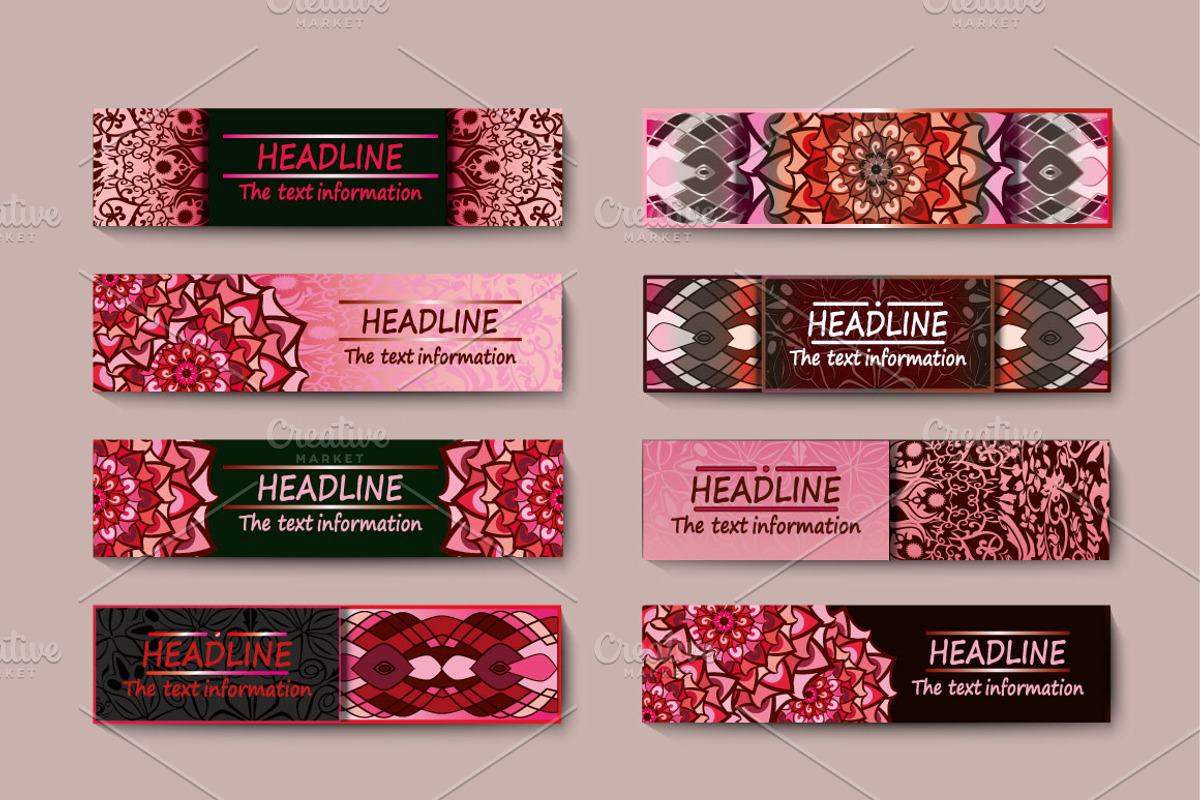 The banner set.Floral mandalas, a Card Template by BEZIL-ART