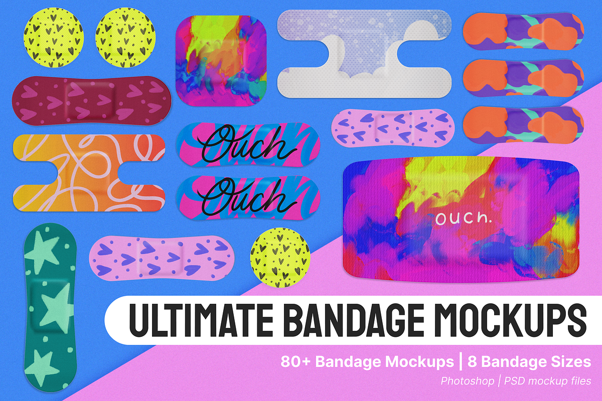 Ultimate Bandage Mockup Pack for PS, a Packaging Mockup by studio.pancz (Photo 1 of 10)