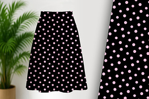 Polka Dot Pink on Black Seamless, a Pattern Graphic by Sharon Schwalbe