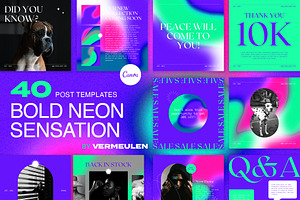 Instagram Social Media CANVA Neon, a Social Media Template by Vermeulen Design Studio