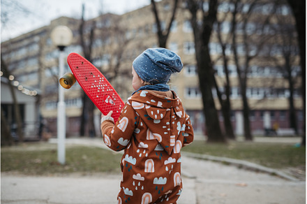 Cute toddler girl playing outdoor in, a Nature Photo by HalfPoint