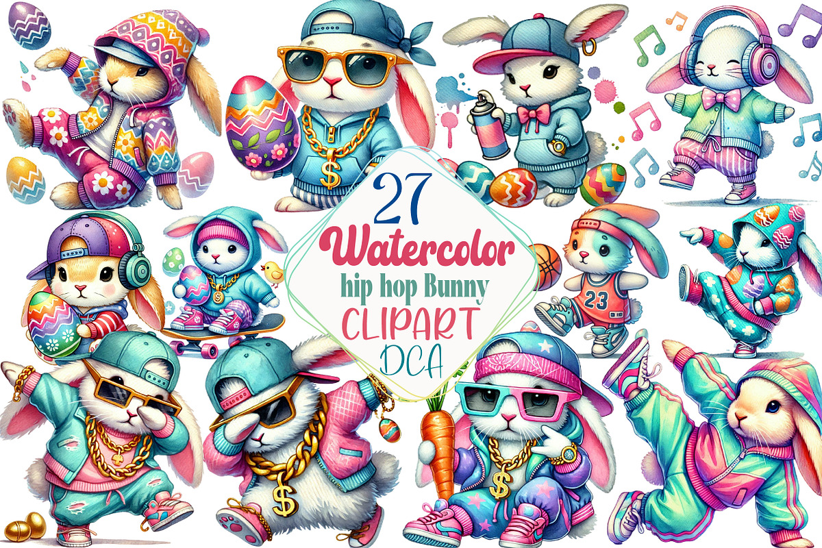 Easter hip hop Bunny Sublimation, an Illustration by DreamCafeArt (Photo 1 of 5)
