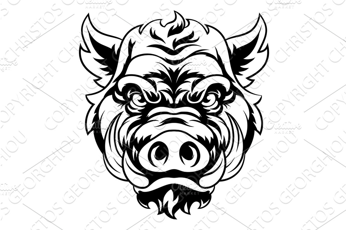 Boar Wild Hog Razorback Warthog, an Animal Illustration by Christos Georghiou