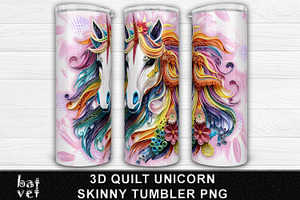 Rainbow Unicorn Quilt Tumbler PNG