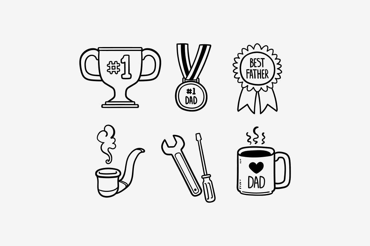 Father’s Day Doodle Illustration, an Object Graphic by SLAB! Design (Photo 2 of 3)