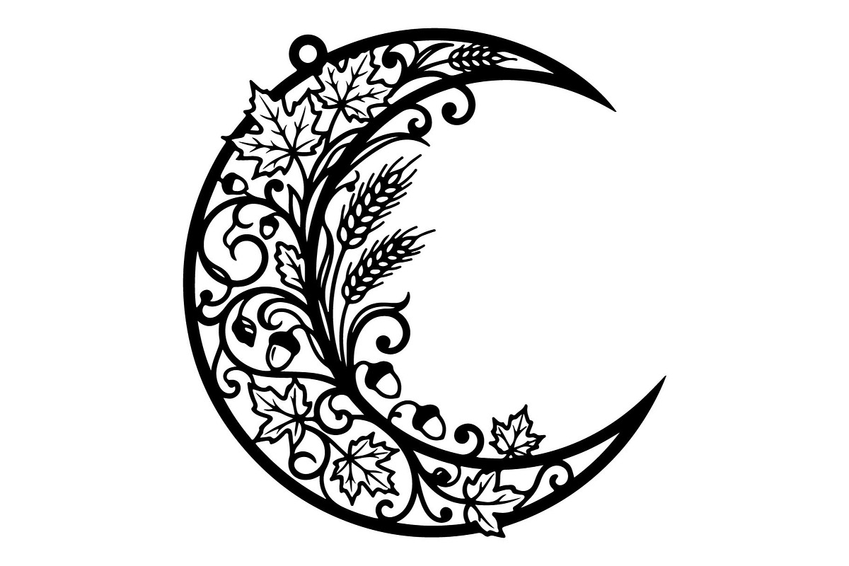 Floral Moon Ornament Bundle, an Object Graphic by hafijul (Photo 3 of 6)