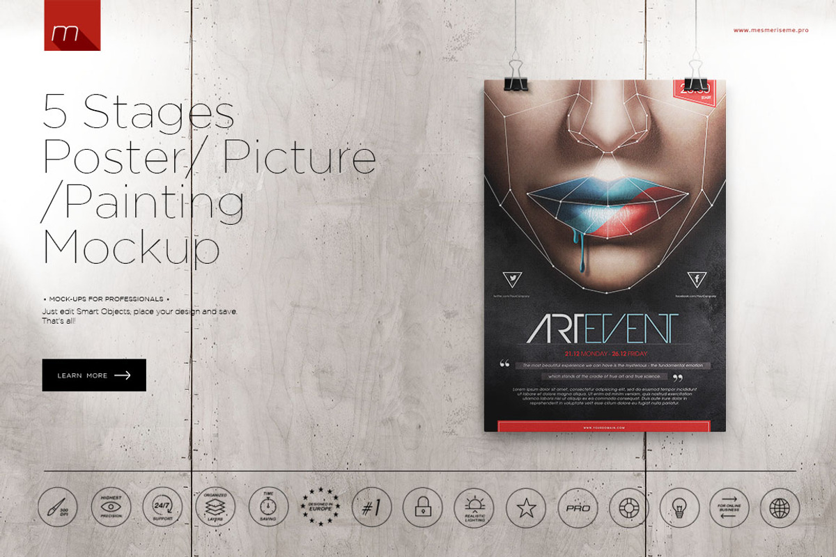 Picture/ Poster On 5 Stages Mock-up, a Product Mockup by Mocca Mockups Store (Photo 50 of 55)