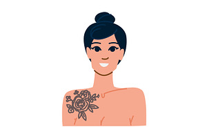Smiling young woman showing her, an Illustration by pikepicture