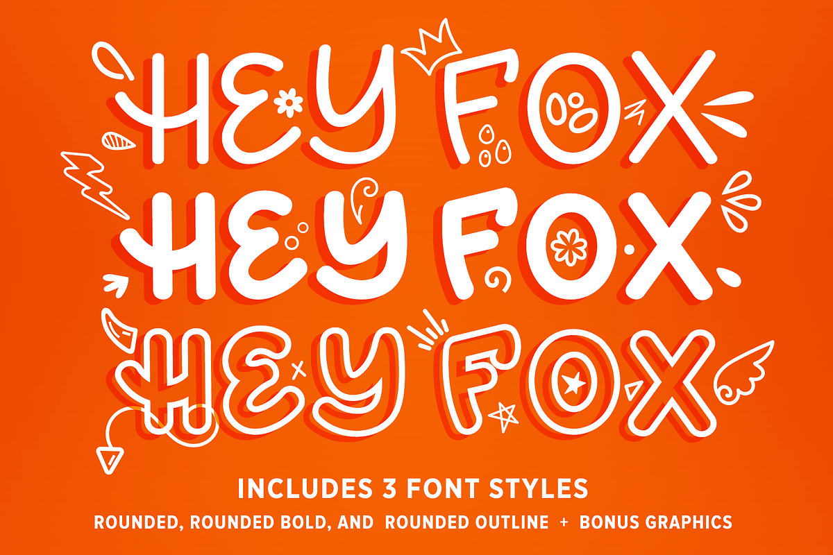 Hey Fox Rounded Font Trio + BONUS